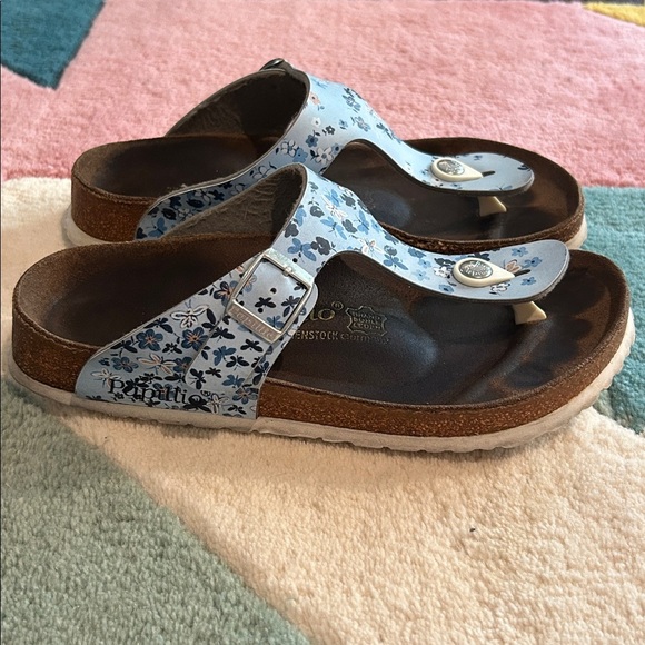 Birkenstock Papillio Gizeh Thong Leather Sandals Floral Butterflies Blue - Picture 6 of 17